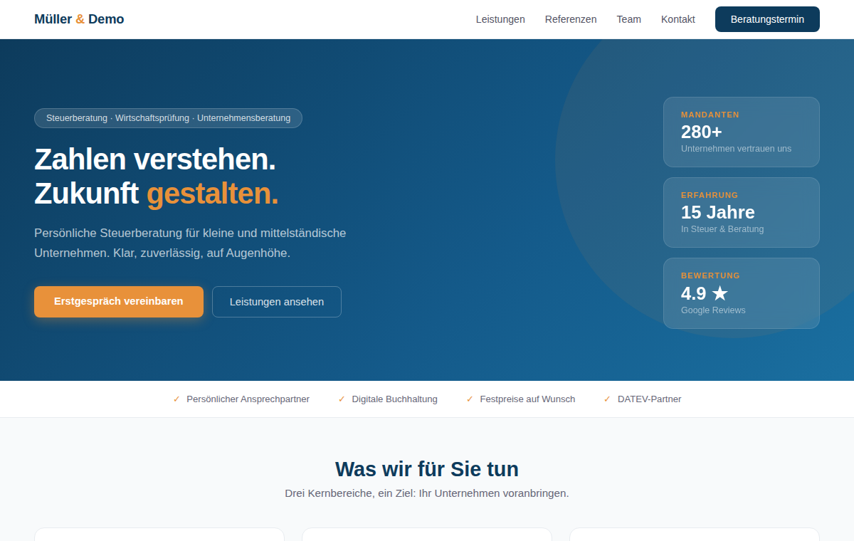 Website-Beispiel: Müller & Partner